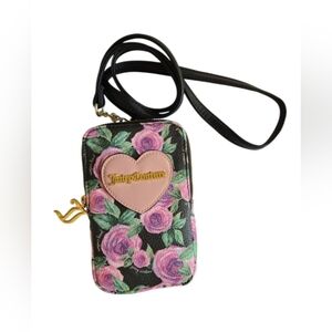 Juicy Couture Black and Pink Rose Crossbody Bag